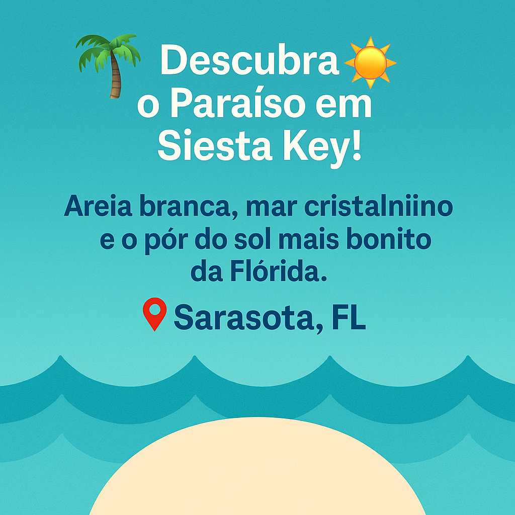 🌴✨ Descubra o Paraíso de Siesta Key: Cores, Calmaria e Encantos na Flórida! ✨🏖️